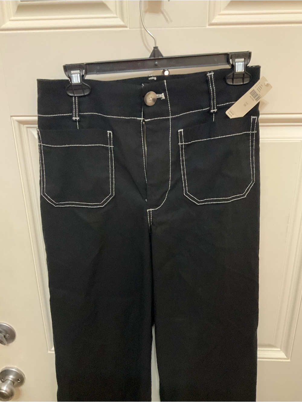 NWT Anthropologie Maeve Colette Crop Wide Leg Pants Black Contrast Stitch 28 - Picture 2 of 10